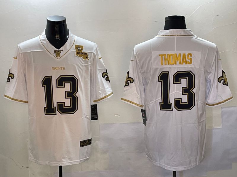 Men New Orleans Saints #13 Thomas White Gold Throwback 2024 Nike Limited NFL Jersey style 2->new orleans saints->NFL Jersey